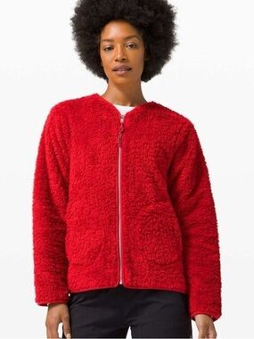 Lululemon Fleece Jacket Womens Oh So Sherpa Full Zip Red sz 8